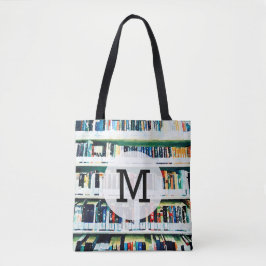 Book Lover Monogram Bag, bibliotheekboekenboekhoud Tote Bag