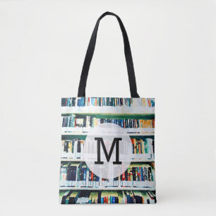Book Lover Monogram Bag, bibliotheekboekenboekhoud Tote Bag