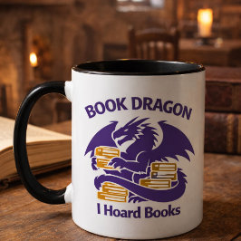 Book Lover Mug | Book Dragon I Hoard Books Coffee Mok