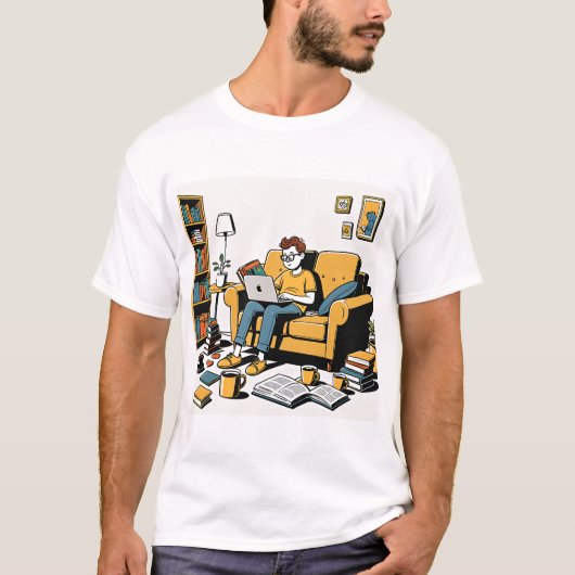 Book Lover on the Couch T-shirt (Voorkant)