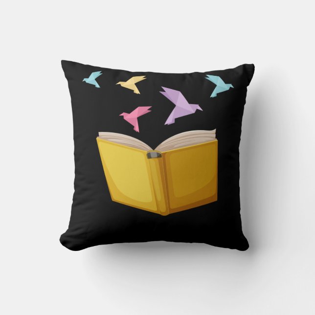 Book Lover Origami Bookworm Literatuur Reader Kussen (Voorkant)