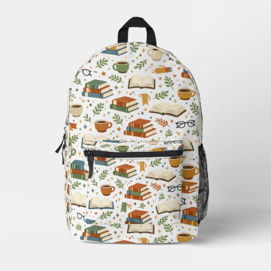 Book Lover Pattern Back To School Backpack Bedrukte Rugzak (Voorkant)