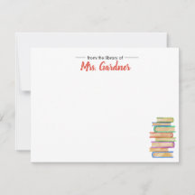 Book Lover Personated Stationery Note Cards