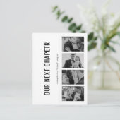 Book Lover Photo Strip Bladwijzer B&W Save the Dat Uitnodiging Briefkaart (Staand voorkant)