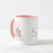 Book Lover Pink Handle Initial Mug Mok (Voorkant links)