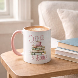 Book Lover Pink Handle Initial Mug Mok