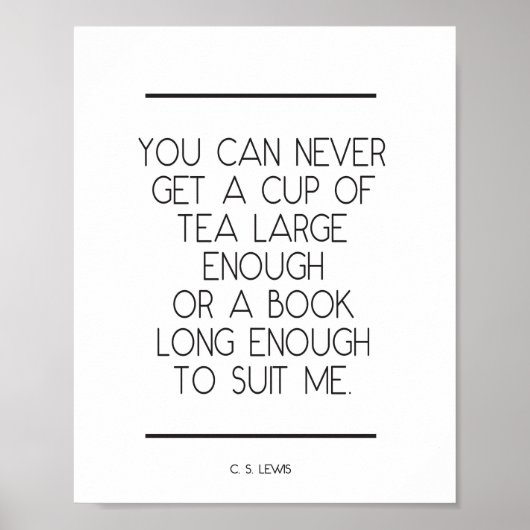 Book Lover Quote door C S Lewis Print (Voorkant)