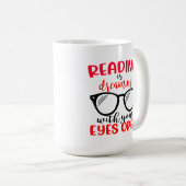 Book Lover Reading Glasses Nerd Bookworm Koffiemok (Voorkant rechts)