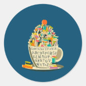 Book Lover Reading Mug Cute Teacher Librarian Ronde Sticker (Voorkant)