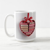 Book Lover Red Heart Shaped Gift Box Classic Mug Koffiemok (Links)