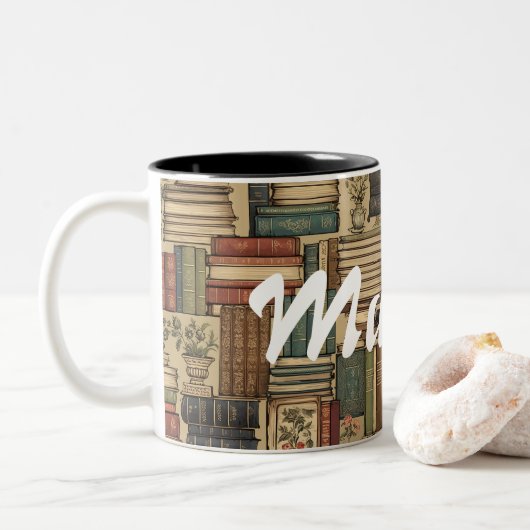 Book Lover Tweekleurige Koffiemok (Met donut)
