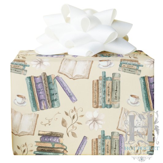 Book Lover Wrapping Paper in Cream Cadeaupapier