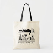 Book Lover's Booktrovert Black Cat Tote Bag (Voorkant)
