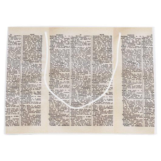 Book Lover's Dictionary Page Gift Bag Groot Cadeauzakje (Voorkant)