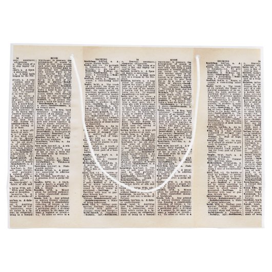 Book Lover's Dictionary Page Gift Bag Groot Cadeauzakje (Achterkant)
