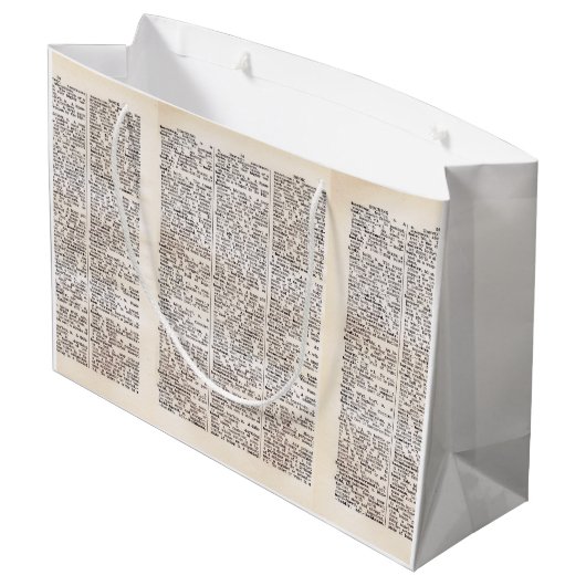Book Lover's Dictionary Page Gift Bag Groot Cadeauzakje (Achterkant Gekanteld)