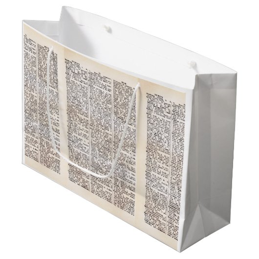 Book Lover's Dictionary Page Gift Bag Groot Cadeauzakje (Voorkant Gekanteld)