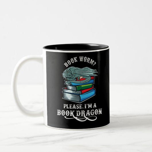 Book Lovers Gifts Book Dragon Bookworm Tweekleurige Koffiemok (Links)