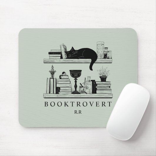 Book Lover's Monogram Initials Booktrovert Muismat (Met muis)