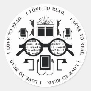 Book Lovers Reading Objects Pattern Ronde Sticker