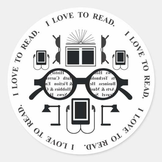 Book Lovers Reading Objects Pattern Ronde Sticker (Voorkant)