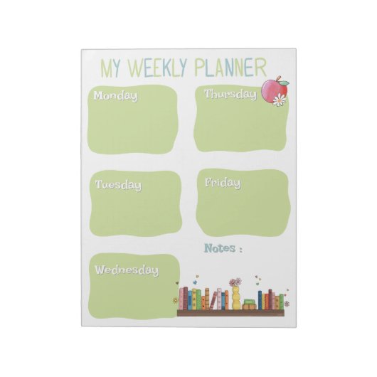 Book Lovers Weekly Planner Notepad Notitieblok (Linkerzijde)