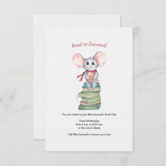 Book Mouse Reading Club Kaart (Voorkant / Achterkant)