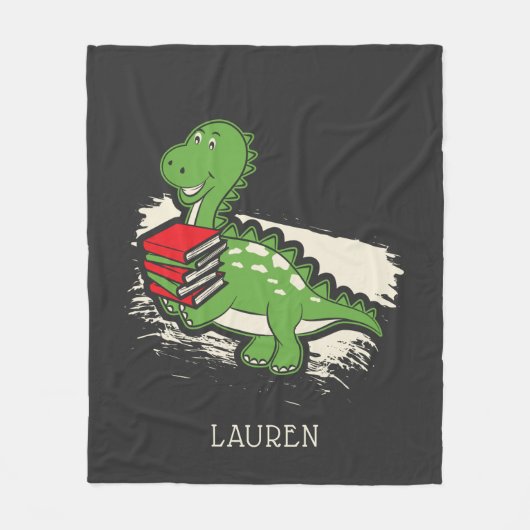 Book Nerd Dinosaur Cute Novelty Fleece Deken (Voorkant)