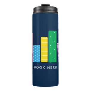 Book Nerd Funny Modern Navy Green Blue Thermosbeker