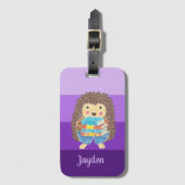 Book Nerd Hedegel Paars Hues Kind Bag Label Bagagelabel (Voorkant (verticaal))