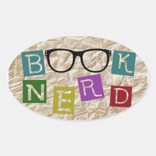 Book Nerd Ovale Sticker (Voorkant)