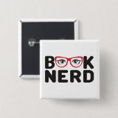 Book Nerd Vierkante Button 5,1 Cm (Voorkant /achterkant)