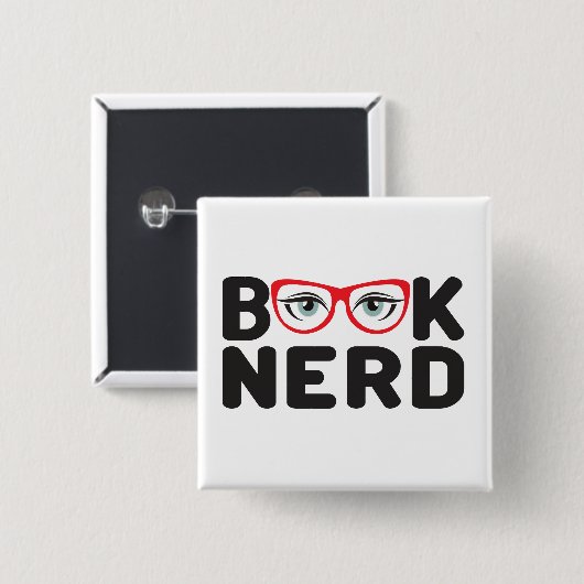 Book Nerd Vierkante Button 5,1 Cm (Voorkant /achterkant)