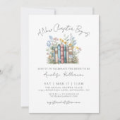 Book New Chapter Floral Bridal Shower Invitation Kaart (Voorkant)