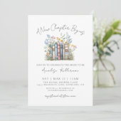 Book New Chapter Floral Bridal Shower Invitation Kaart (Staand voorkant)