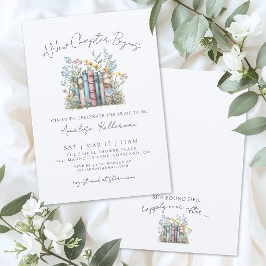 Book New Chapter Floral Bridal Shower Invitation Kaart