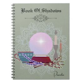 Book of Shadows Crystal Ball Candle Journal Green Notitieboek