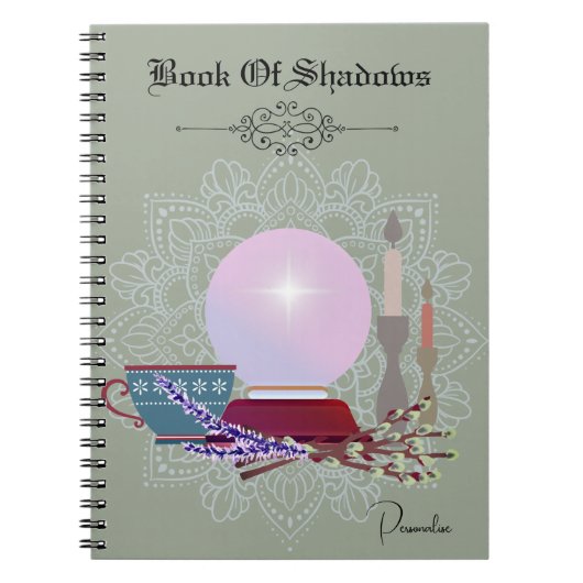 Book of Shadows Crystal Ball Candle Journal Green Notitieboek (Voorkant)