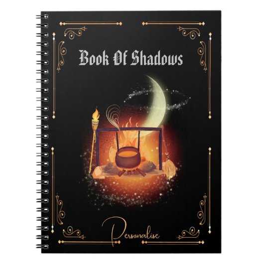 Book of Shadows Fire Cauldron Journal Black Notitieboek (Voorkant)