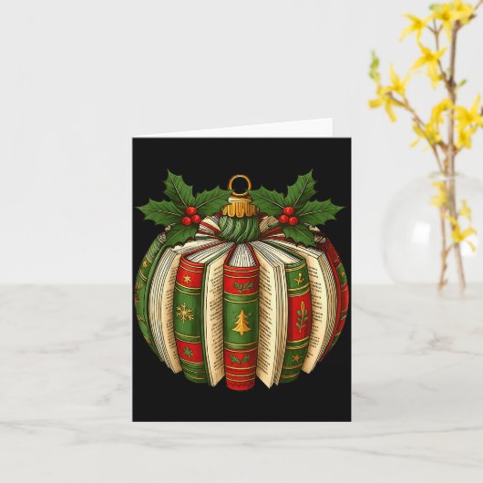 Book Ornaments Book Lover Cozy Christmas Teacher L Kaart (Gele Bloem)