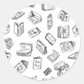 Book pattern ronde sticker (Voorkant)