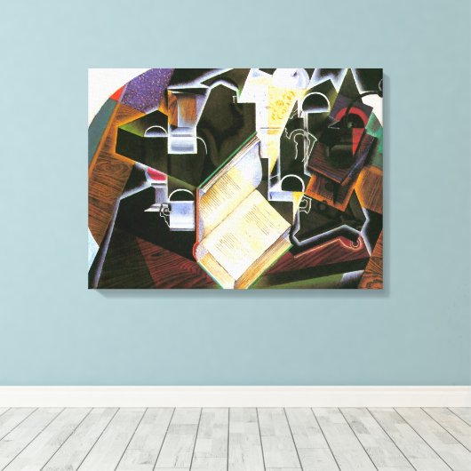 Book, Pipe and Glasses, Juan Gris,  Cubisme Canvas Afdruk (Insitu (Houten vloer))