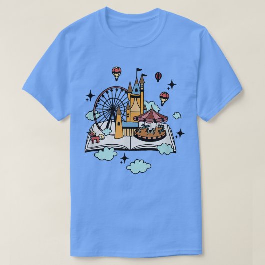 Book reader princess fantasy castle unicorn readin t-shirt (Design voorkant)