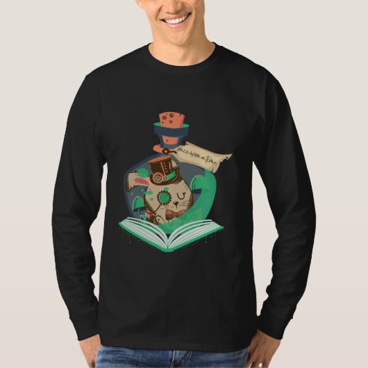 Book Reading Graphic Magic Rabbit Steampunk Magica T-shirt (Voorkant)