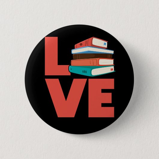 Book Reading Love Bookworm Ronde Button 5,7 Cm (Voorkant)