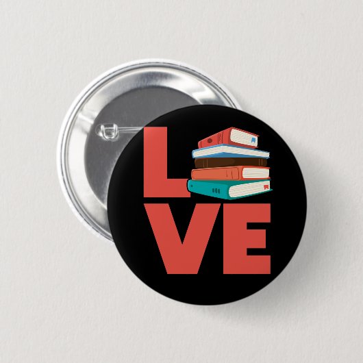 Book Reading Love Bookworm Ronde Button 5,7 Cm (Voorkant /achterkant)
