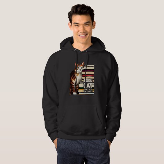 Book Reading Studying Cat Reader Kitten Hoodie (Voorkant volledig)