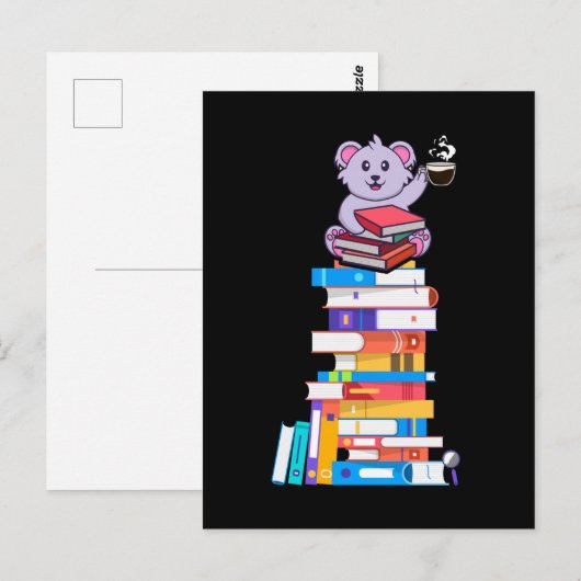 Book Reading Tea Coffee Kawaii Bookworm Koala Briefkaart (Voorkant / Achterkant)