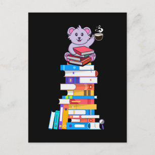 Book Reading Tea Coffee Kawaii Bookworm Koala Briefkaart