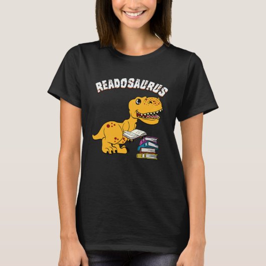 Book Readosaurus Dinosaur Books Library Reading T-shirt (Voorkant)